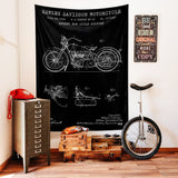 Harley Davidson Model 28B Chalkboard - Motosiklet Duvar Örtüsü