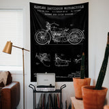 Harley Davidson Model 28B Chalkboard - Motosiklet Duvar Örtüsü