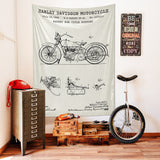 Harley Davidson Model 28B Ivory - Motosiklet Duvar Örtüsü