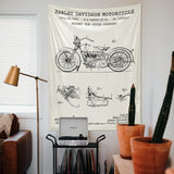 Harley Davidson Model 28B Ivory - Motosiklet Duvar Örtüsü