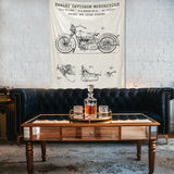 Harley Davidson Model 28B Ivory - Motosiklet Duvar Örtüsü