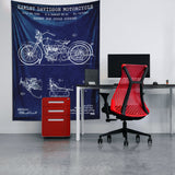 Harley Davidson Model 28B Navy Blue - Motosiklet Duvar Örtüsü