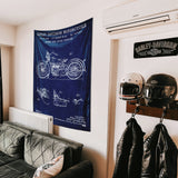 Harley Davidson Model 28B Navy Blue - Motosiklet Duvar Örtüsü