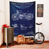 Harley Davidson Model 28B Navy Blue - Motosiklet Duvar Örtüsü