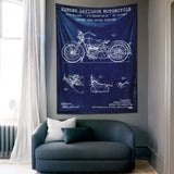 Harley Davidson Model 28B Navy Blue - Motosiklet Duvar Örtüsü