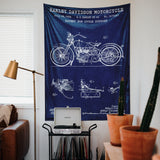 Harley Davidson Model 28B Navy Blue - Motosiklet Duvar Örtüsü