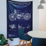 Harley Davidson Model 28B Navy Blue - Motosiklet Duvar Örtüsü