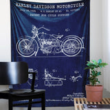 Harley Davidson Model 28B Navy Blue - Motosiklet Duvar Örtüsü
