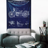 Harley Davidson Model 28B Navy Blue - Motosiklet Duvar Örtüsü