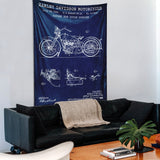 Harley Davidson Model 28B Navy Blue - Motosiklet Duvar Örtüsü