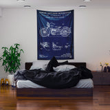 Harley Davidson Model 28B Navy Blue - Motosiklet Duvar Örtüsü
