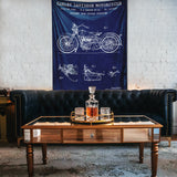 Harley Davidson Model 28B Navy Blue - Motosiklet Duvar Örtüsü