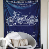 Harley Davidson Model 28B Navy Blue - Motosiklet Duvar Örtüsü