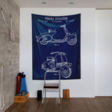 Vespa Navy Blue Duvar Örtüsü