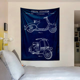 Vespa Navy Blue Duvar Örtüsü