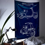 Vespa Navy Blue Duvar Örtüsü