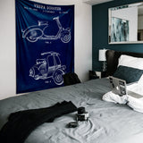 Vespa Navy Blue Duvar Örtüsü