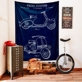 Vespa Navy Blue Duvar Örtüsü