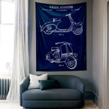 Vespa Navy Blue Duvar Örtüsü