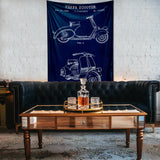 Vespa Navy Blue Duvar Örtüsü