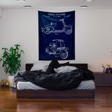 Vespa Navy Blue Duvar Örtüsü