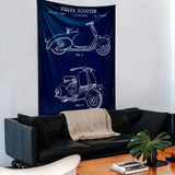 Vespa Navy Blue Duvar Örtüsü