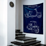 Vespa Navy Blue Duvar Örtüsü