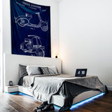 Vespa Navy Blue Duvar Örtüsü