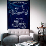 Vespa Navy Blue Duvar Örtüsü