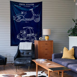 Vespa Navy Blue Duvar Örtüsü