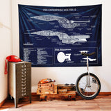 USS Enterprise Navy Blue Duvar Örtüsü