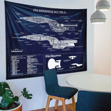 USS Enterprise Navy Blue Duvar Örtüsü