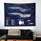 USS Enterprise Navy Blue Duvar Örtüsü