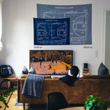 Basketball Court Navy Blue - Basketbol Sahası Duvar Örtüsü