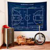 Basketball Court Navy Blue - Basketbol Sahası Duvar Örtüsü