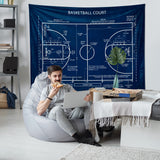Basketball Court Navy Blue - Basketbol Sahası Duvar Örtüsü