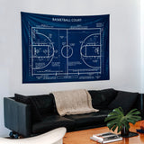Basketball Court Navy Blue - Basketbol Sahası Duvar Örtüsü