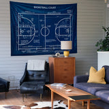Basketball Court Navy Blue - Basketbol Sahası Duvar Örtüsü