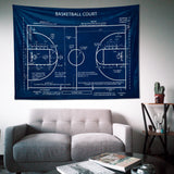 Basketball Court Navy Blue - Basketbol Sahası Duvar Örtüsü