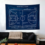 Basketball Court Navy Blue - Basketbol Sahası Duvar Örtüsü