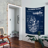 Millennium Falcon Navy Blue Duvar Örtüsü