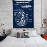 Millennium Falcon Navy Blue Duvar Örtüsü