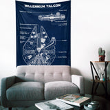 Millennium Falcon Navy Blue Duvar Örtüsü