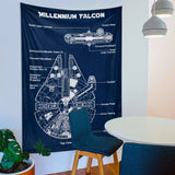 Millennium Falcon Navy Blue Duvar Örtüsü