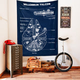 Millennium Falcon Navy Blue Duvar Örtüsü