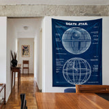 Death Star Navy Blue Duvar Örtüsü