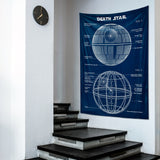 Death Star Navy Blue Duvar Örtüsü