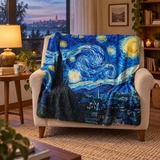 The Starry Night - Yıldızlı Gece Polar Tv Battaniyesi — Ev sahnesi