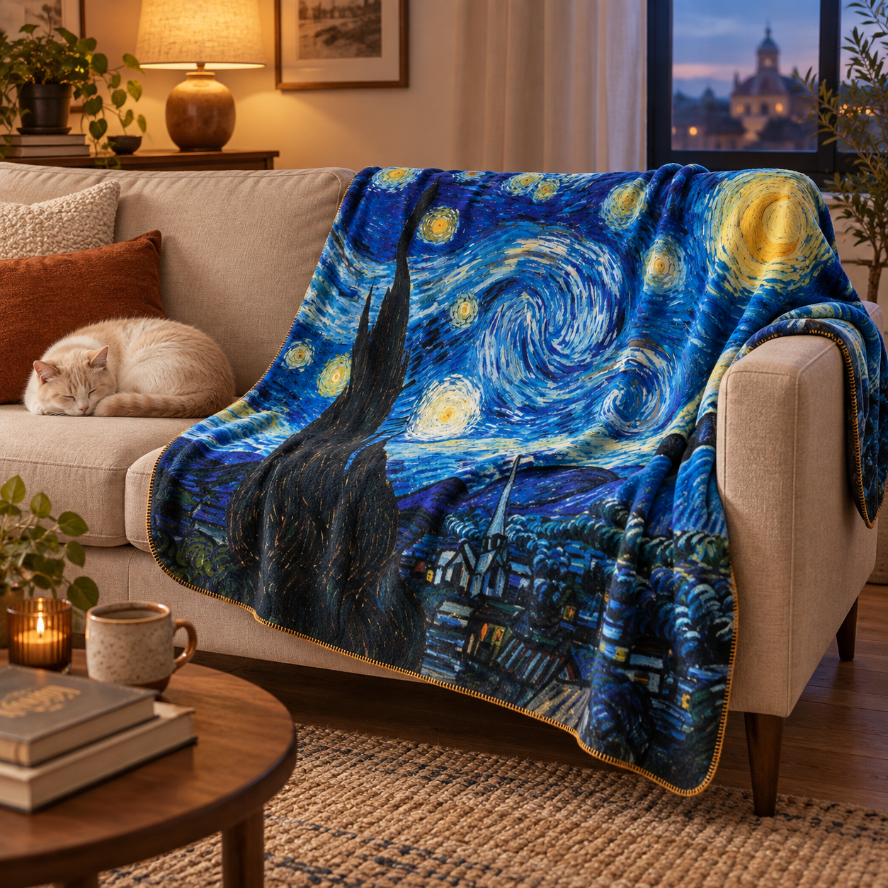 The Starry Night - Yıldızlı Gece Polar Tv Battaniyesi — İkinci fotoğraf