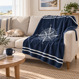 Compass Navyblue / Pusulalı Marin Temalı Polar Tv Battaniyesi — İkinci fotoğraf